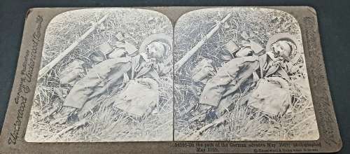 WWI Photographic Stereoscopic Slide: Operation Michael `Kaiserschlacht` Casualties