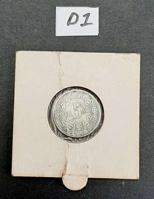 ** 1896 Zuid-Afrikaansche Republiek 6d .925 Silver Coin #D1 (VF+).**