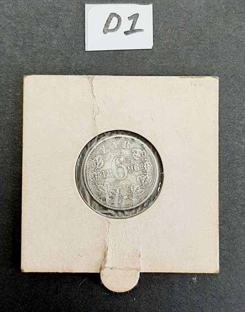 ** 1896 Zuid-Afrikaansche Republiek 6d .925 Silver Coin #D1 (VF+).**