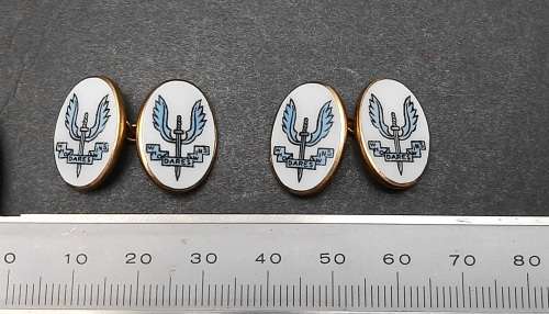 **Rhodesian Bush War: 1960s Rhodesian Special Air Service (SAS) Gold-Plated Cufflinks w/ Case.**