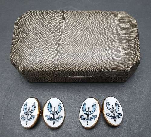 **Rhodesian Bush War: 1960s Rhodesian Special Air Service (SAS) Gold-Plated Cufflinks w/ Case.**