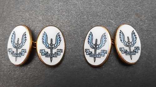 **Rhodesian Bush War: 1960s Rhodesian Special Air Service (SAS) Gold-Plated Cufflinks w/ Case.**