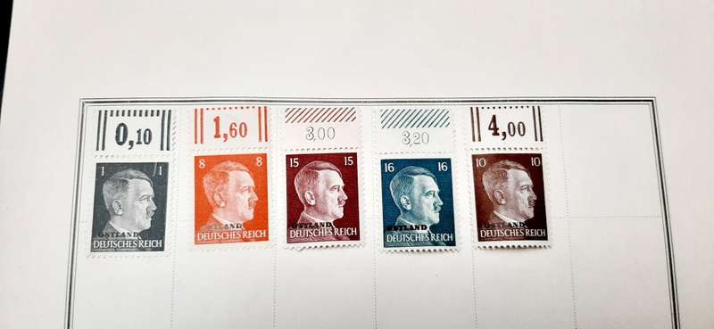 **WW2 German : 1944 Occupied Russia Mint Stamps w/ Marginal (x5) **