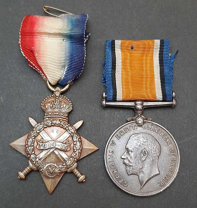 WW1 1914-15 Star & .925 Silver British War Medal with Silk Ribbons (5th S.A.M.R)