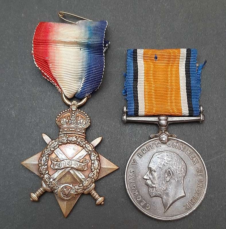 WW1 1914-15 Star & .925 Silver British War Medal with Silk Ribbons (5th S.A.M.R)