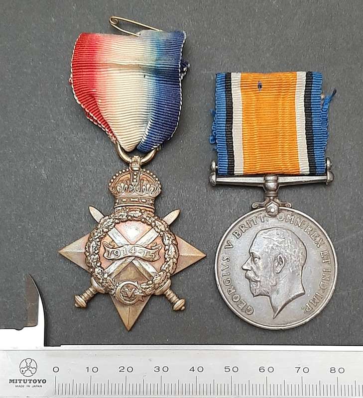 WW1 1914-15 Star & .925 Silver British War Medal with Silk Ribbons (5th S.A.M.R)