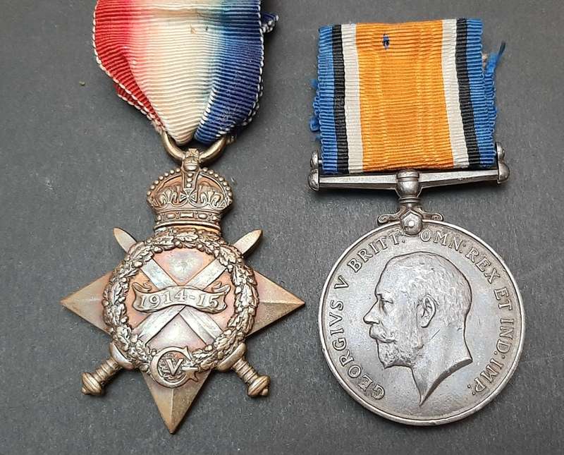 WW1 1914-15 Star & .925 Silver British War Medal with Silk Ribbons (5th S.A.M.R)