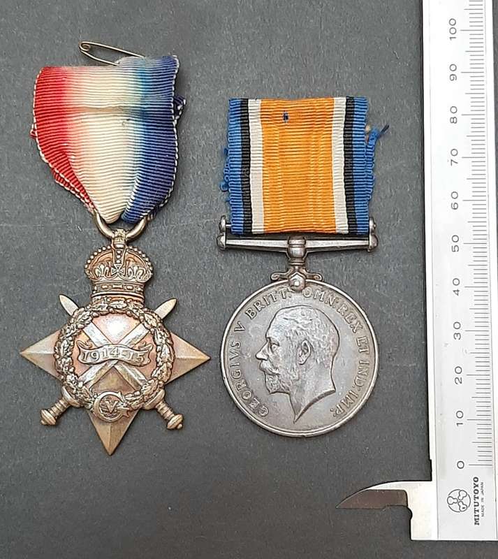 WW1 1914-15 Star & .925 Silver British War Medal with Silk Ribbons (5th S.A.M.R)