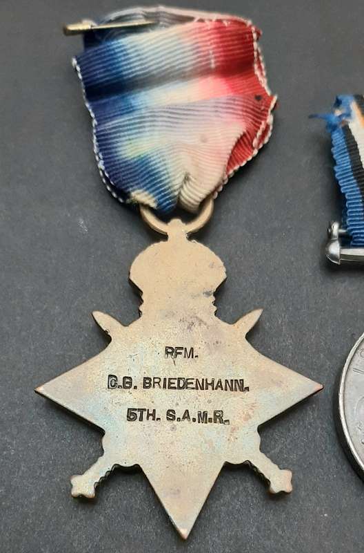 WW1 1914-15 Star & .925 Silver British War Medal with Silk Ribbons (5th S.A.M.R)