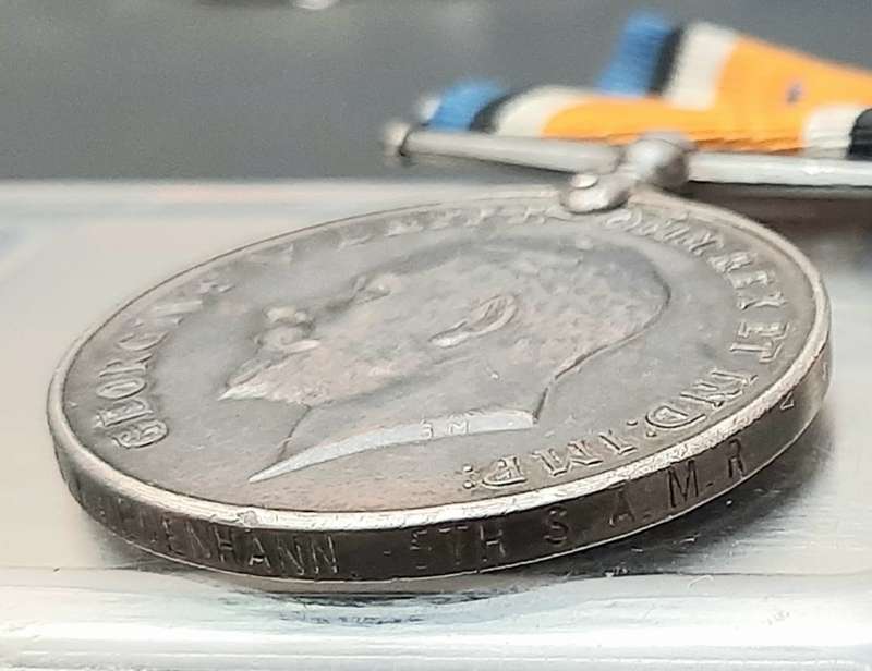 WW1 1914-15 Star & .925 Silver British War Medal with Silk Ribbons (5th S.A.M.R)