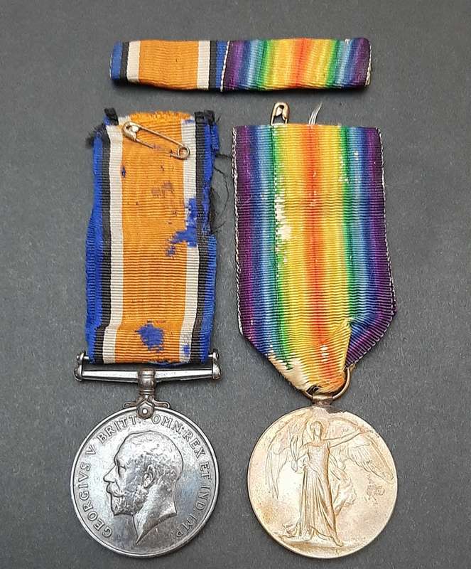 **WW1 : .925 Silver British War Medal & Victory Medal w/ Silk Ribbons (S.A.H.A).**
