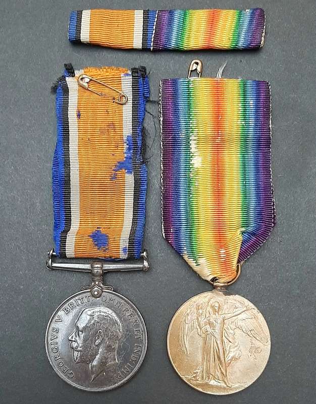 **WW1 : .925 Silver British War Medal & Victory Medal w/ Silk Ribbons (S.A.H.A).**