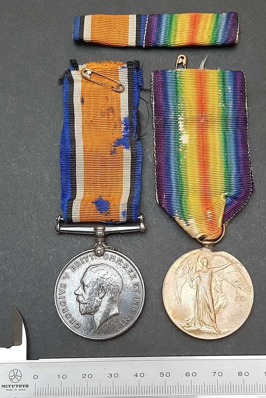 **WW1 : .925 Silver British War Medal & Victory Medal w/ Silk Ribbons (S.A.H.A).**
