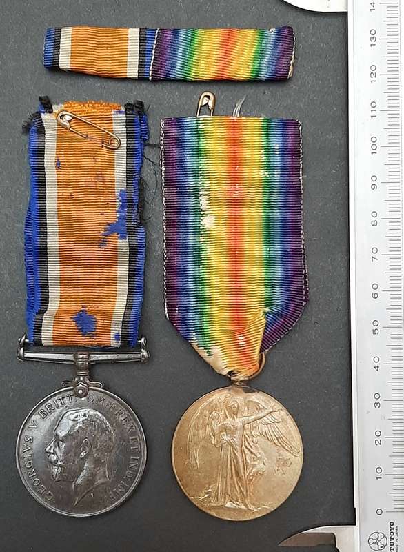 **WW1 : .925 Silver British War Medal & Victory Medal w/ Silk Ribbons (S.A.H.A).**