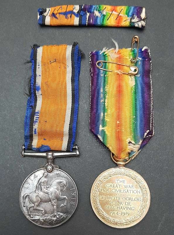 **WW1 : .925 Silver British War Medal & Victory Medal w/ Silk Ribbons (S.A.H.A).**