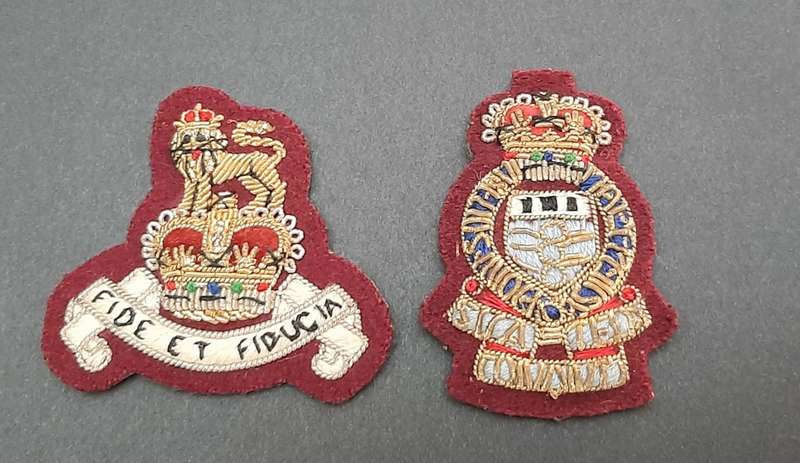 ** 1950s British Army: Bullion Royal Army Pay Corps & Ordnance Officer`s Cap Badges x2 **