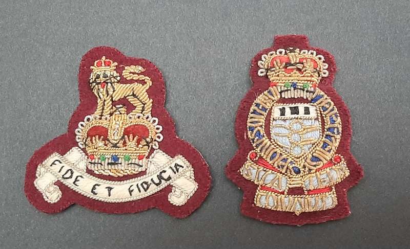 ** 1950s British Army: Bullion Royal Army Pay Corps & Ordnance Officer`s Cap Badges x2 **