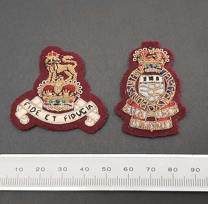 ** 1950s British Army: Bullion Royal Army Pay Corps & Ordnance Officer`s Cap Badges x2 **