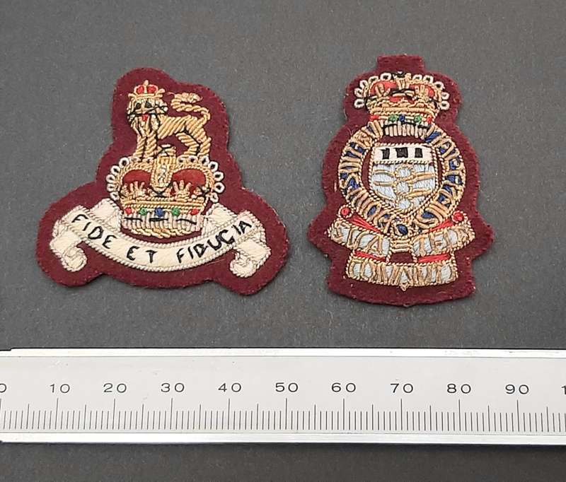 ** 1950s British Army: Bullion Royal Army Pay Corps & Ordnance Officer`s Cap Badges x2 **