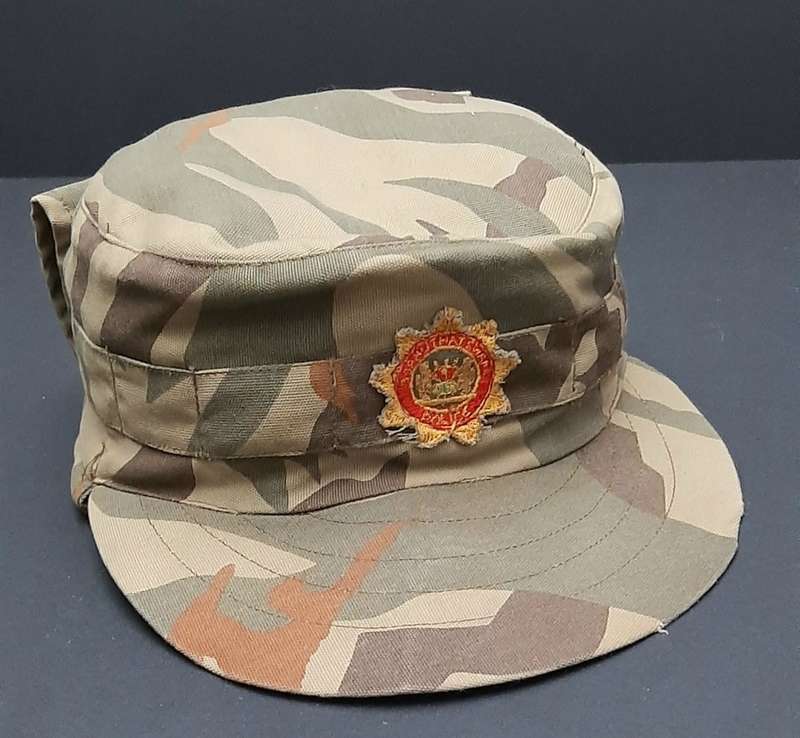 **RARE: 1980s Bophuthatswana Police `Reed Pattern` Cap w/ Embroidered Badge (Complete).**