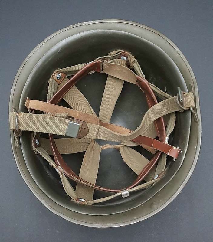 **Border War : 1960s SADF Green Steel Helmet w/ Liner .**