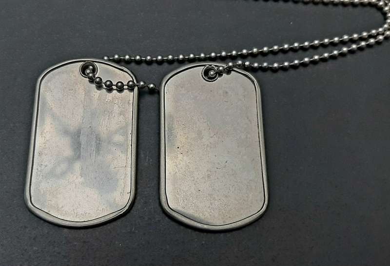**Border War : 1980s SADF Unissued ` Dog Tags` Identity Discs w/ Chain**