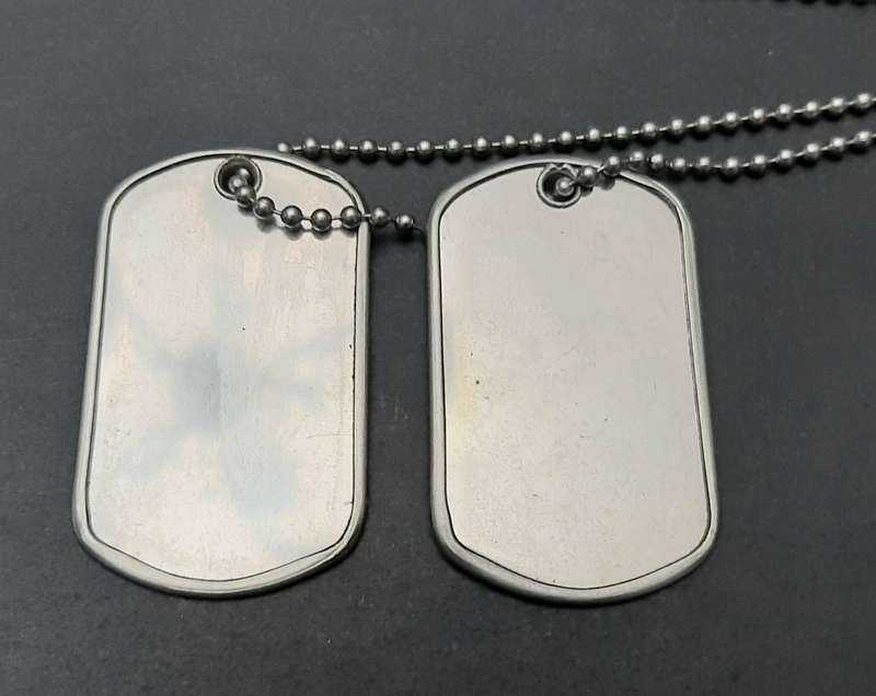 **Border War : 1980s SADF Unissued ` Dog Tags` Identity Discs w/ Chain**