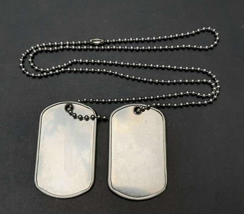 **Border War : 1980s SADF Unissued ` Dog Tags` Identity Discs w/ Chain**