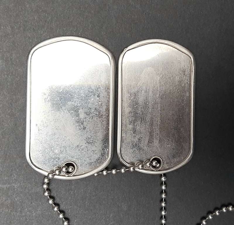 **Border War : 1980s SADF Unissued ` Dog Tags` Identity Discs w/ Chain**