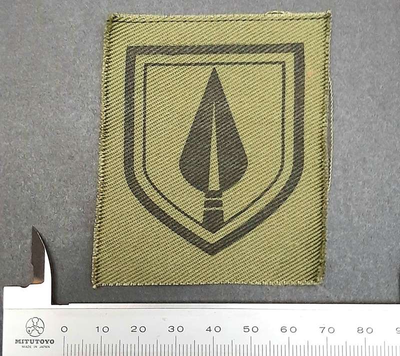 **Rhodesian Bush War: 1970s Pfumo Re Vhanu Green Auxiliary Cap Badge (UNISSUED**