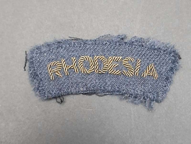 ** RARE: WW2 Royal Rhodesian Air Force: Bullion Shoulder Title x1**