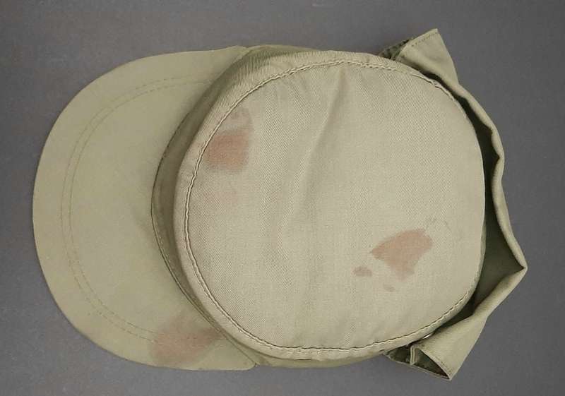 **Border War : 1980s Koevoet Olive Drab Flap Cap w/ Bloodstains .**
