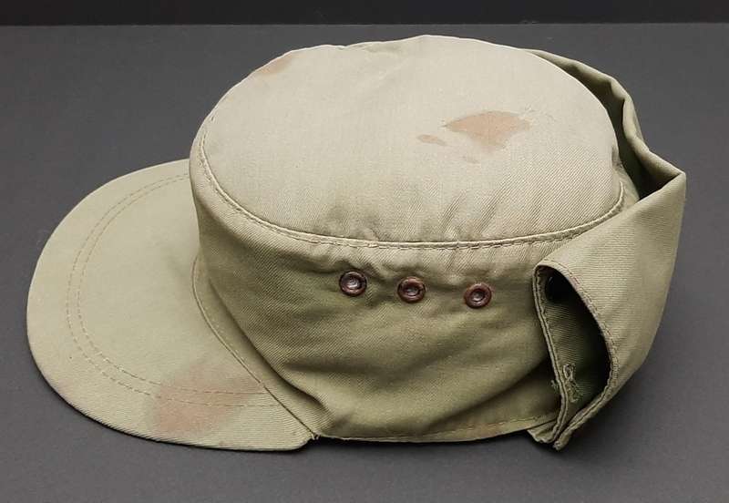 **Border War : 1980s Koevoet Olive Drab Flap Cap w/ Bloodstains .**