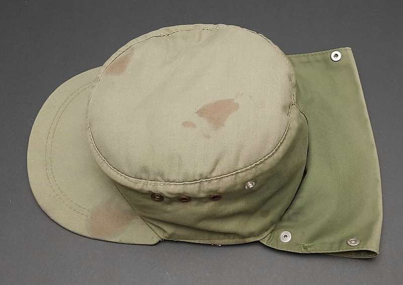 **Border War : 1980s Koevoet Olive Drab Flap Cap w/ Bloodstains .**