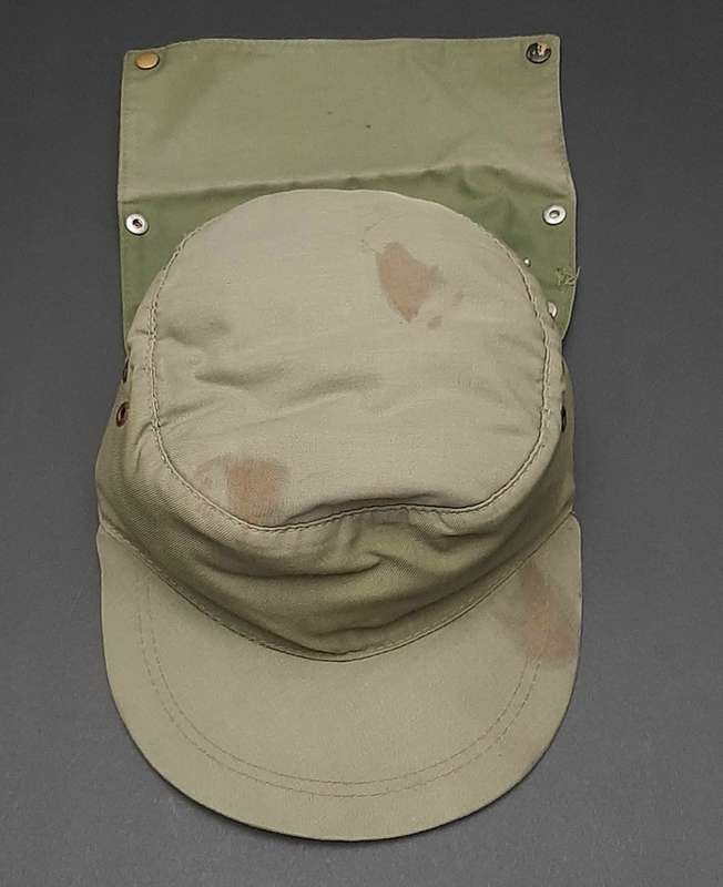 **Border War : 1980s Koevoet Olive Drab Flap Cap w/ Bloodstains .**