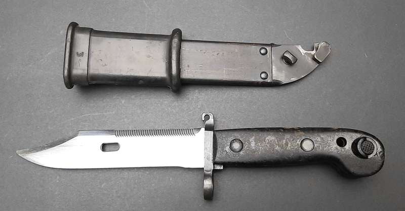 **Border War : 1980s Polish AKM/AK47 Bayonet w/ Scabbard**