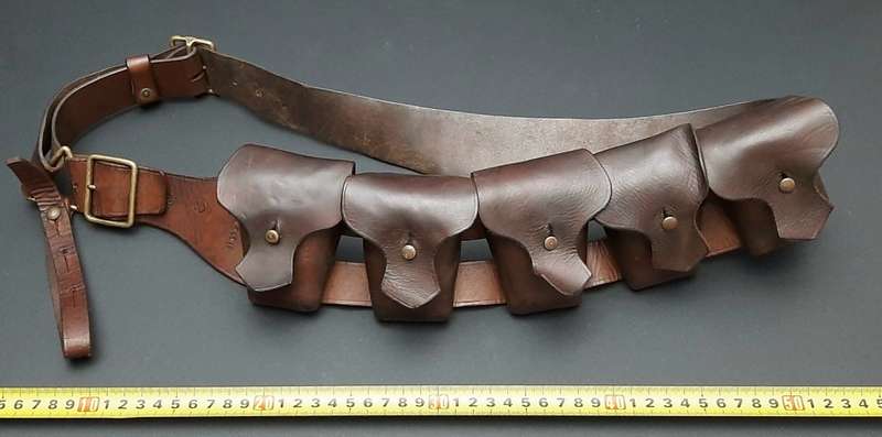 **WW1 UDF: Pattern 1903 - 5 Pocket .303 Leather Bandolier (H.G Ross Ltd. 1915).**