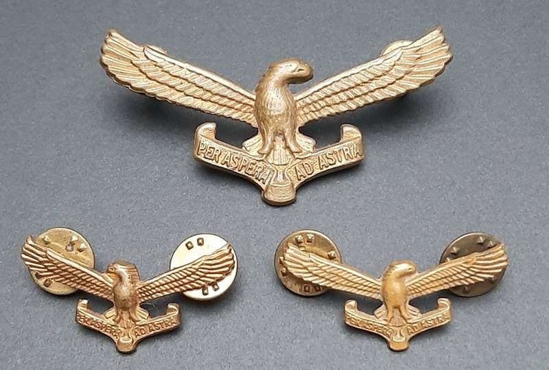 **Border War : 1970s SAAF Cap & Collar Badge Set x3 Pcs (All Pins)**