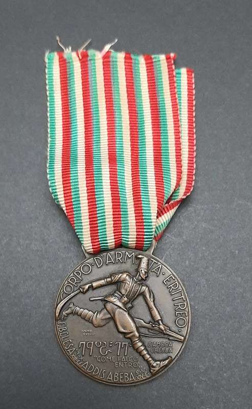 **RARE: 1936 Italian Fascist `Corpo d`Armata Eritreo` Medal w/ Ribbon.**
