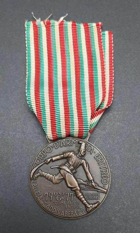 **RARE: 1936 Italian Fascist `Corpo d`Armata Eritreo` Medal w/ Ribbon.**