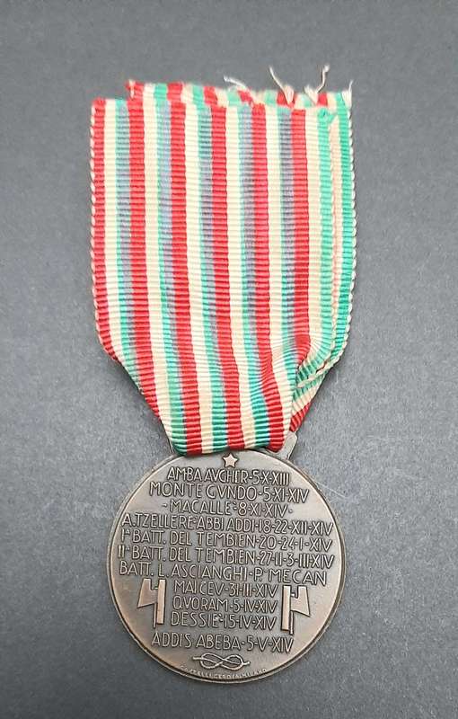 **RARE: 1936 Italian Fascist `Corpo d`Armata Eritreo` Medal w/ Ribbon.**