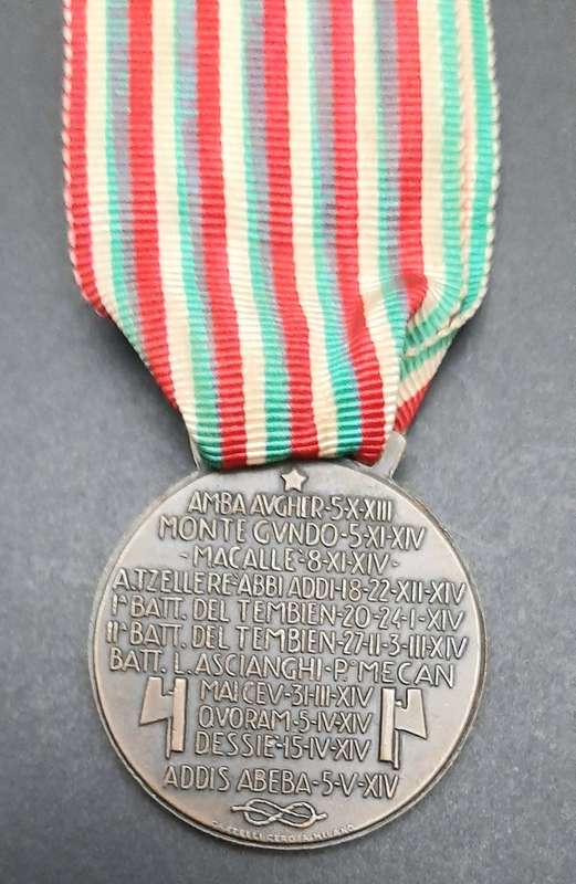 **RARE: 1936 Italian Fascist `Corpo d`Armata Eritreo` Medal w/ Ribbon.**