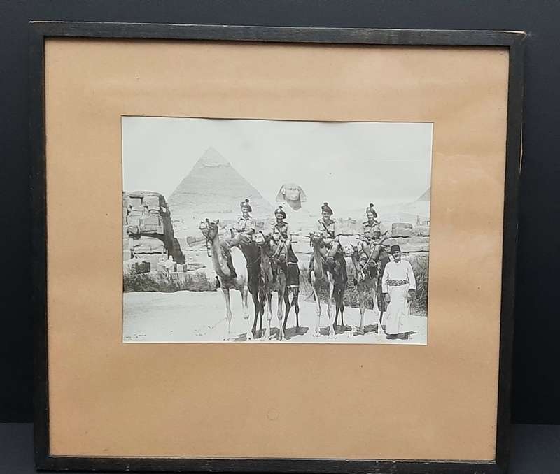 **WW2 Egypt :1941 Large Scottish/ Irish Regiment Framed Photograph at Giza (35cm x32cm).**