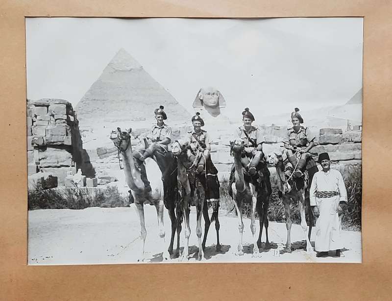 **WW2 Egypt :1941 Large Scottish/ Irish Regiment Framed Photograph at Giza (35cm x32cm).**