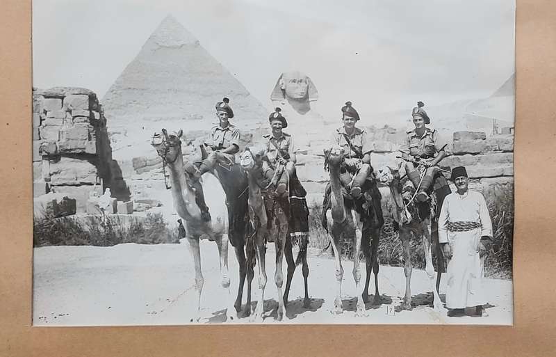 **WW2 Egypt :1941 Large Scottish/ Irish Regiment Framed Photograph at Giza (35cm x32cm).**