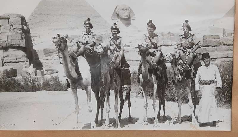 **WW2 Egypt :1941 Large Scottish/ Irish Regiment Framed Photograph at Giza (35cm x32cm).**