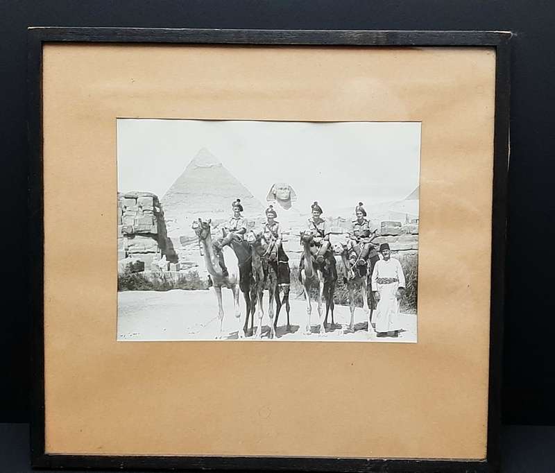 **WW2 Egypt :1941 Large Scottish/ Irish Regiment Framed Photograph at Giza (35cm x32cm).**