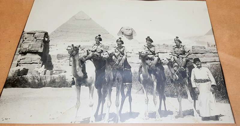 **WW2 Egypt :1941 Large Scottish/ Irish Regiment Framed Photograph at Giza (35cm x32cm).**