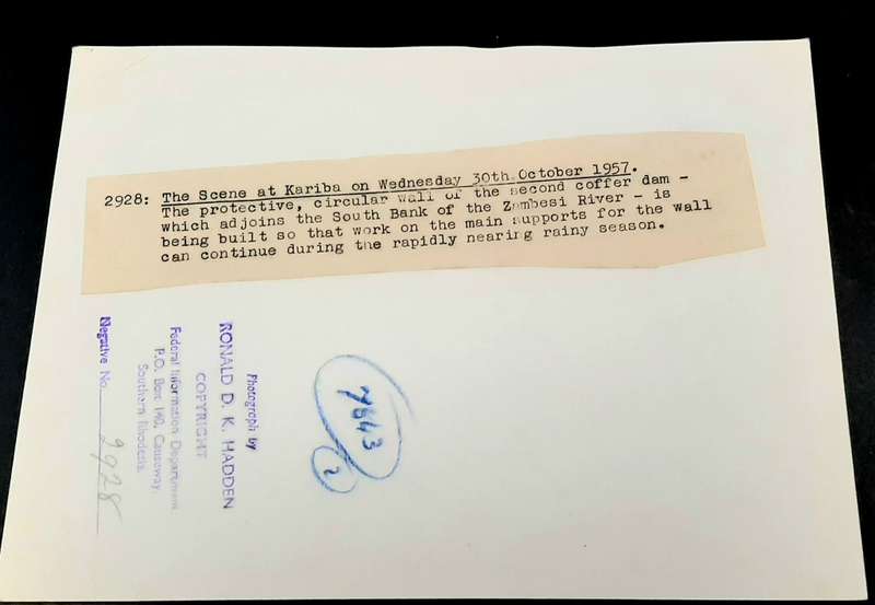**RARE: Rhodesia Kariba Dam 1950s Official Construction Photograph Lot x3 (INSCRIBED).**