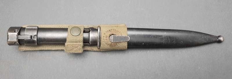 **Border War : 1960s SADF FN FAL Type C Bayonet w/ Steel Scabbard & Frog.**